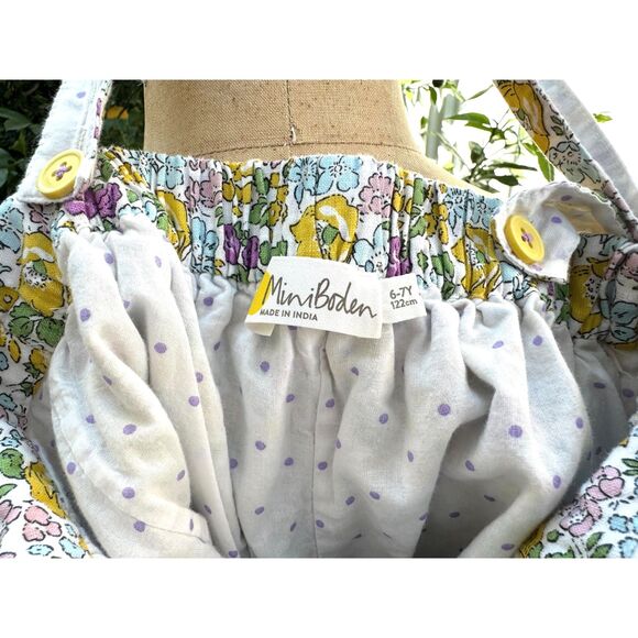 Mini Boden Lilac Ditzy Liberty Floral Multicolor Tie Waist Romper Size 6-7 Y - Picture 2 of 9